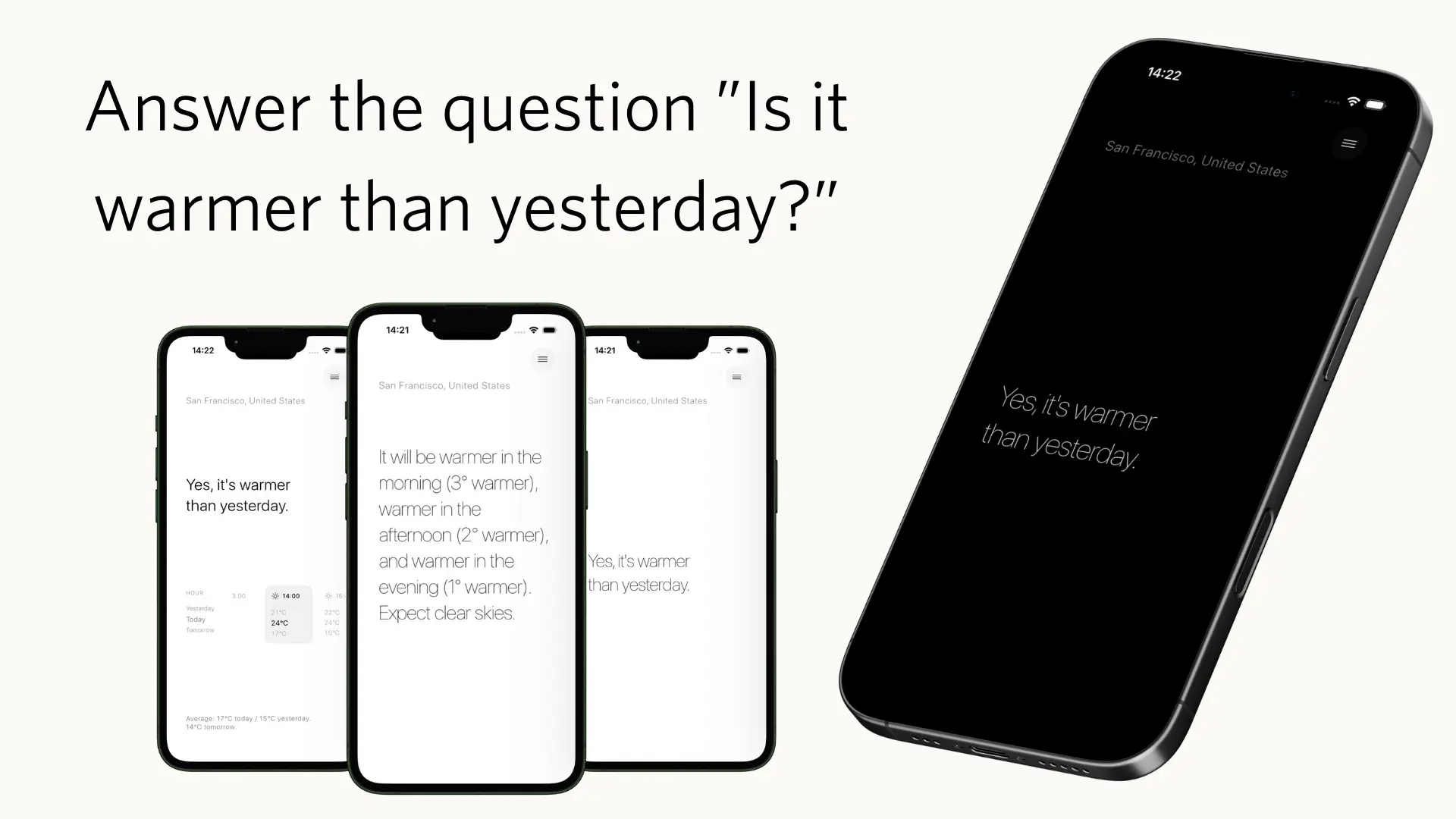 Is It Warmer iOS weather app screenshot